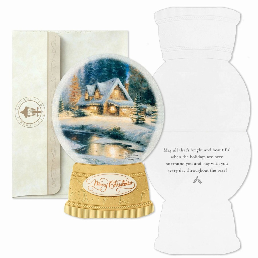 Cards & Boxed Christmas Cards * | Hallmark Thomas Kinkade Cottage In Snow Globe Boxed Christmas Cards, Pack Of 12