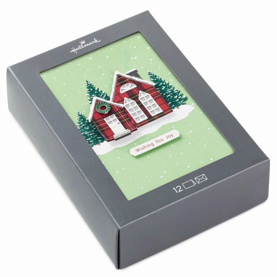 Cards & Boxed Christmas Cards * | Hallmark Charming Plaid Cottage Boxed Christmas Cards, Pack Of 12