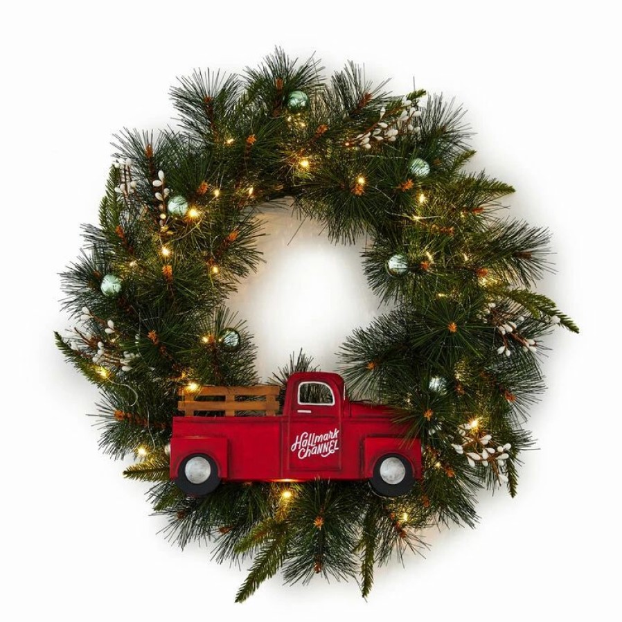 Seasonal Decor * | Hallmark Channel Truck Motion-Activated Wreath With Sound And Light, 14