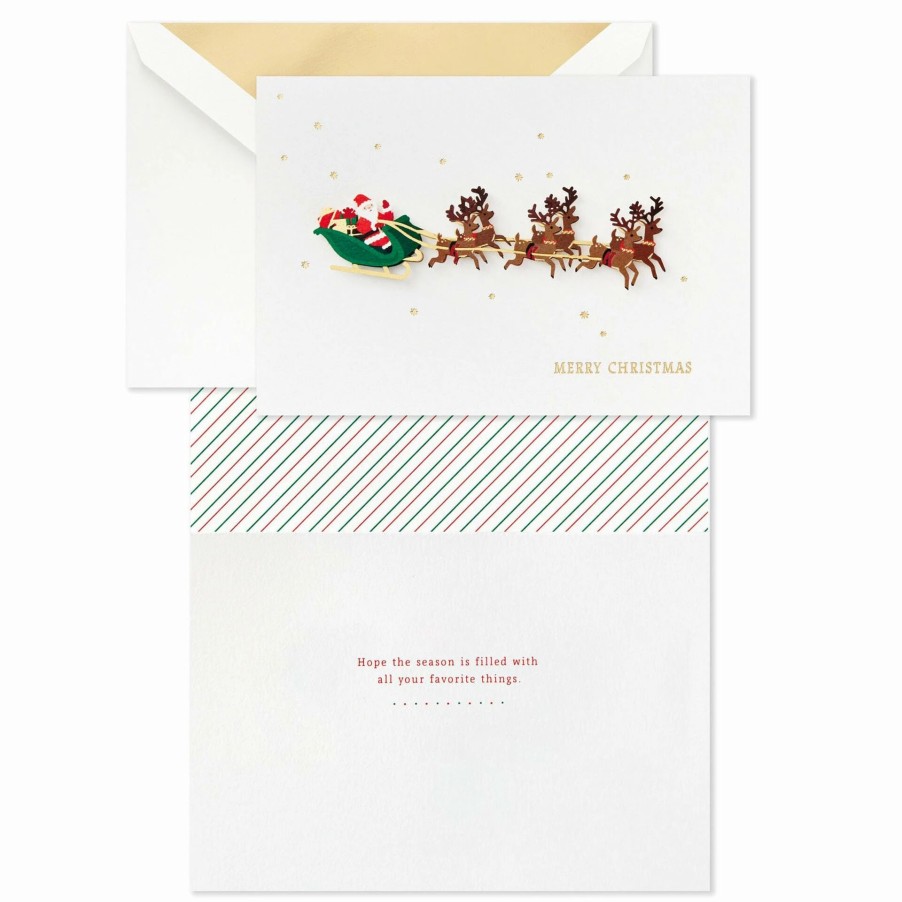 Cards & Boxed Christmas Cards * | Hallmark Santa Flying With Reindeer Boxed Christmas Cards, Pack Of 8