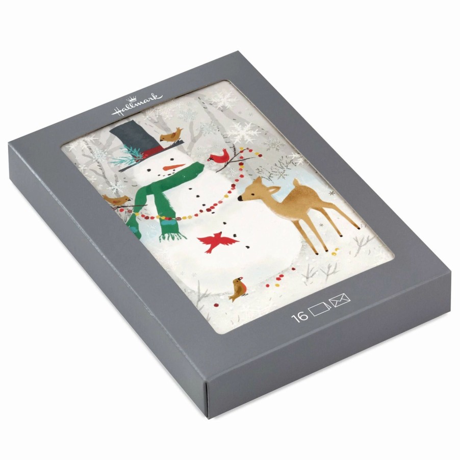 Cards & Boxed Christmas Cards * | Hallmark Snowman And Deer Boxed Holiday Cards, Pack Of 16