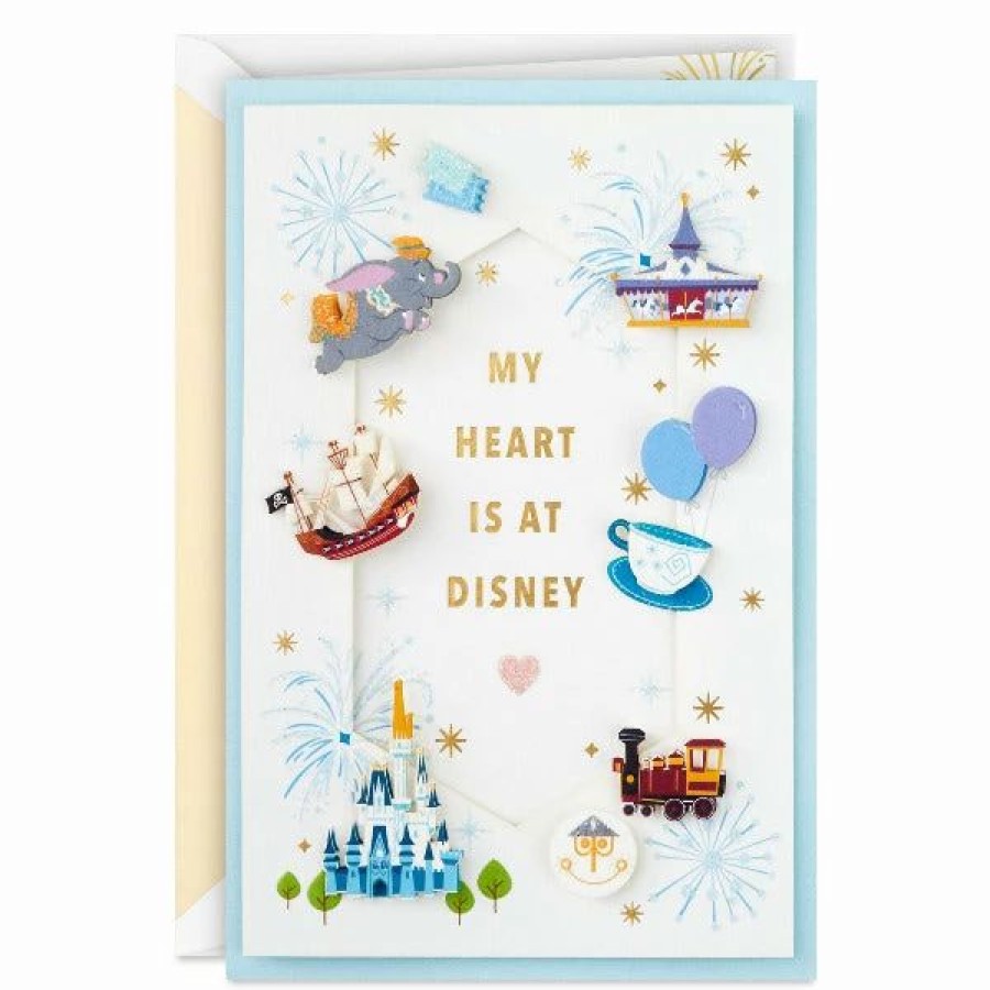 Cards & Boxed Christmas Cards * | Hallmark Walt Disney World 50Th Anniversary My Heart Is At Disney Blank Card