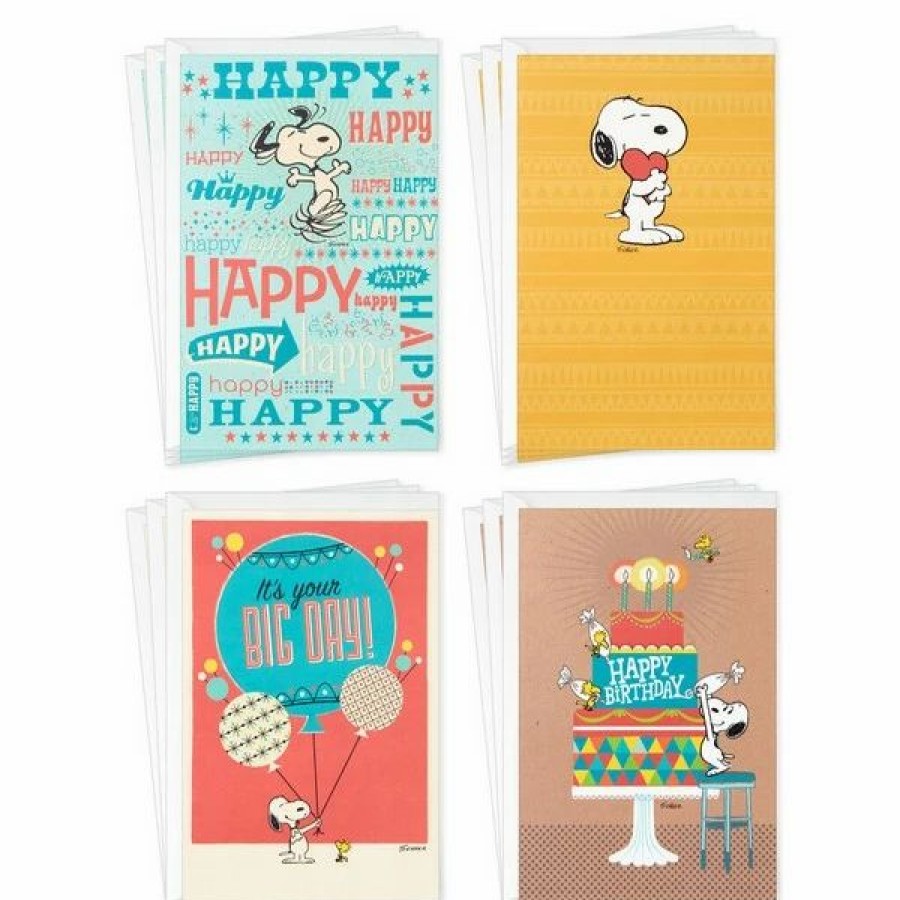 Cards & Boxed Christmas Cards * | Peanuts Snoopy Assorted Birthday Cards, Pack Of 12