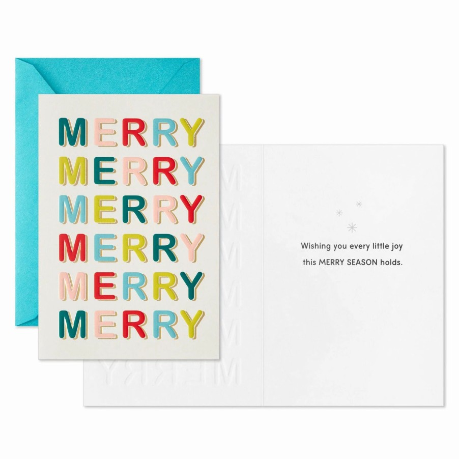 Cards & Boxed Christmas Cards * | Hallmark Multicolor Merry Boxed Christmas Cards, Pack Of 16