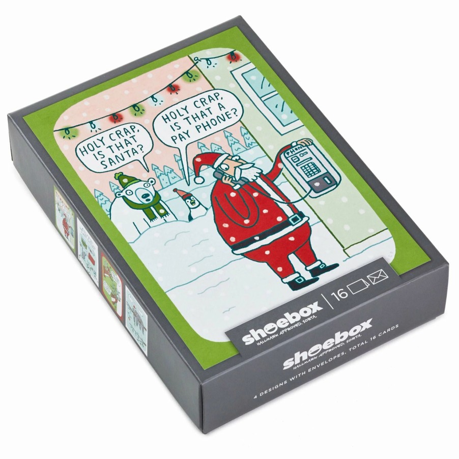 Cards & Boxed Christmas Cards * | Hallmark Shoebox Santa And Friends Boxed Christmas Cards Assortment, Pack Of 16