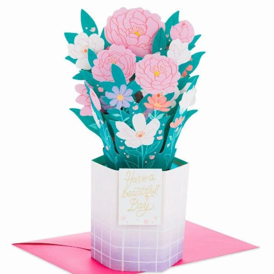 Cards & Boxed Christmas Cards * | Hallmark Flower Bouquet Have A Beautiful Day 3D Pop-Up Card