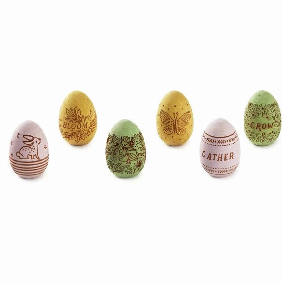 Collectibles Figurines * | Hallmark Decorative Wooden Easter Eggs, Set Of 6