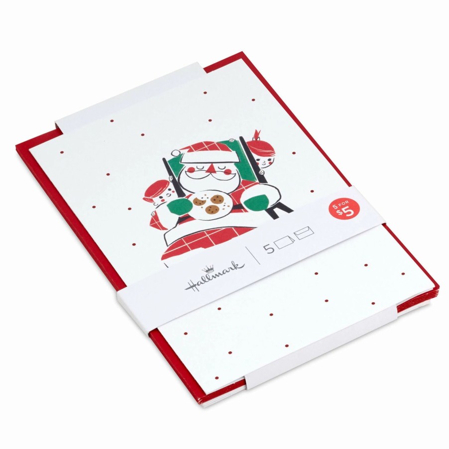 Cards & Boxed Christmas Cards * | Hallmark Santa Tuckered Out Packaged Christmas Cards, Set Of 5