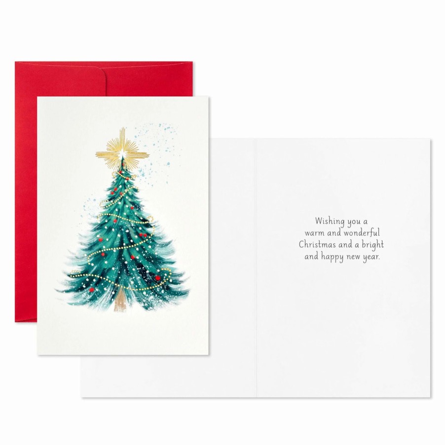 Cards & Boxed Christmas Cards * | Hallmark Elegant Evergreen With Star Packaged Christmas Cards, Set Of 5