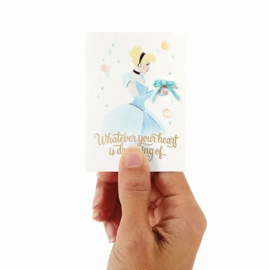 Cards & Boxed Christmas Cards * | Hallmark 3.25 Mini Disney Princess Cinderella Whatever Your Heart Dreams Card