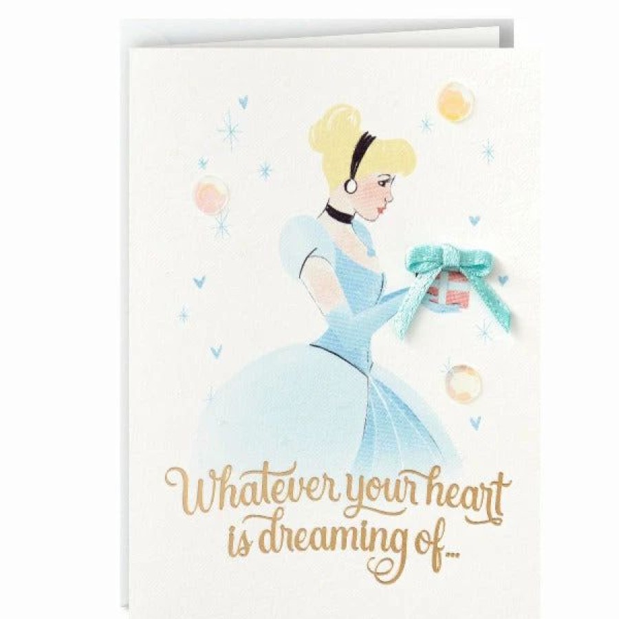 Cards & Boxed Christmas Cards * | Hallmark 3.25 Mini Disney Princess Cinderella Whatever Your Heart Dreams Card