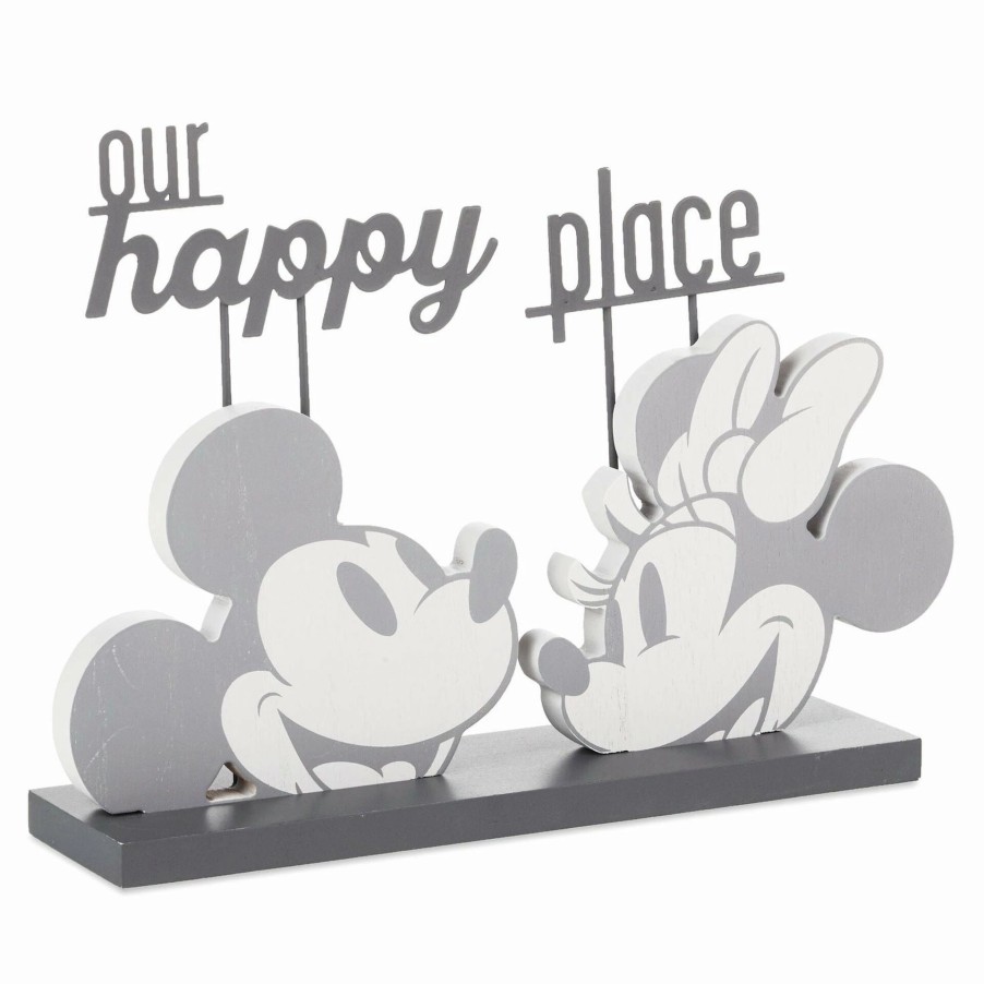 Collectibles Figurines * | Hallmark Disney Mickey And Minnie Our Happy Place Quote Sign