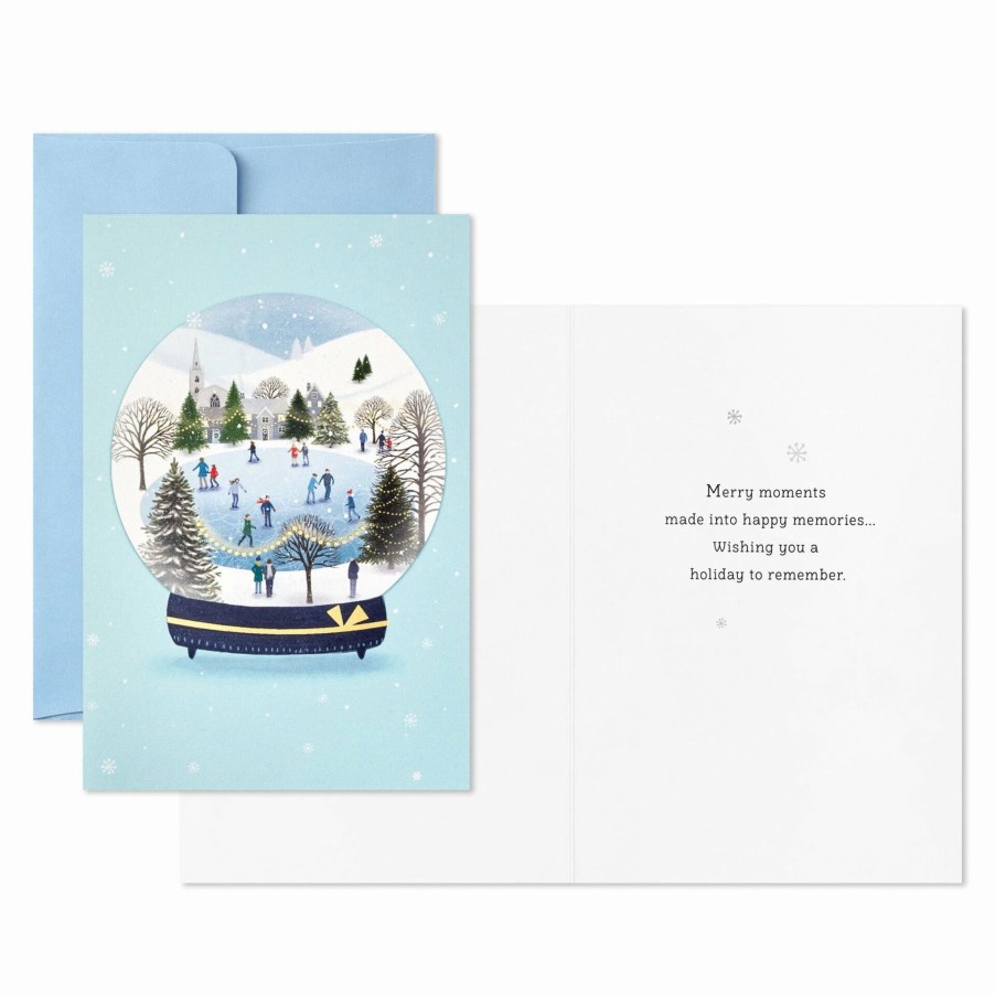 Cards & Boxed Christmas Cards * | Hallmark Skating Scene In Snow Globe Packaged Christmas Cards, Set Of 5