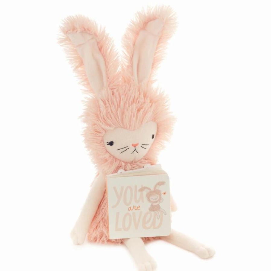 Classic Stuffed Animals * | Hallmark Moptops Angora Bunny Stuffed Animal With You Are Loved Board Book