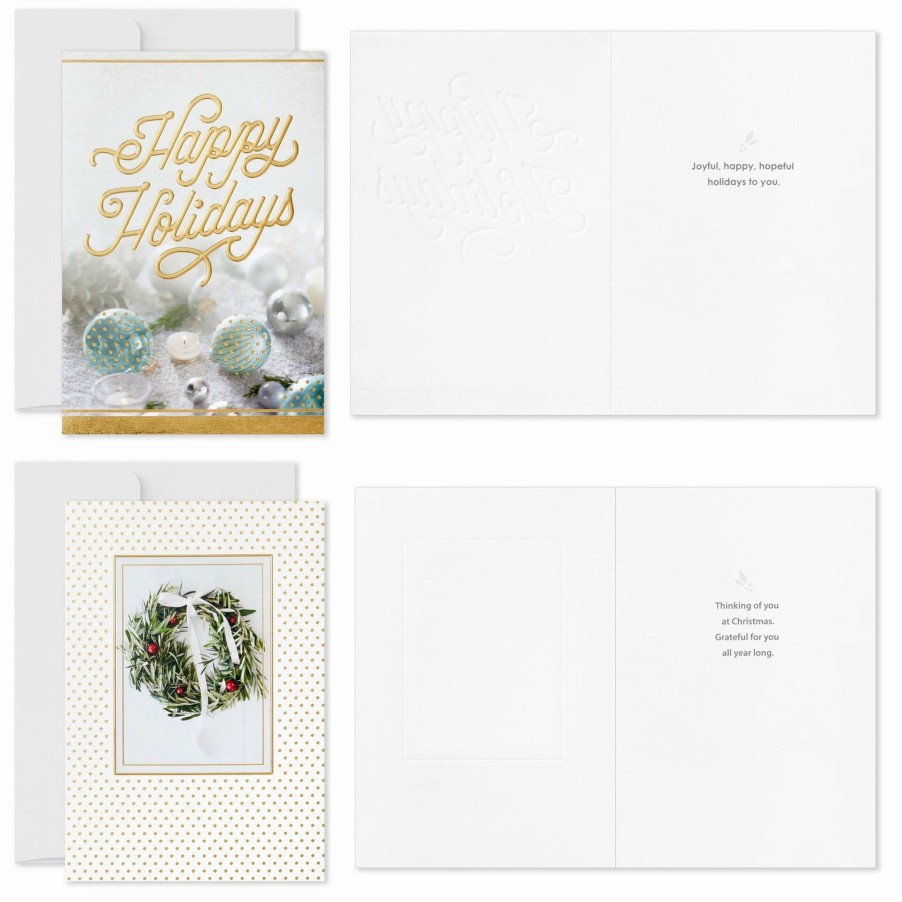 Cards & Boxed Christmas Cards * | Hallmark Gold And White Winter Wishes Boxed Christmas Cards Assortment, Pack Of 40