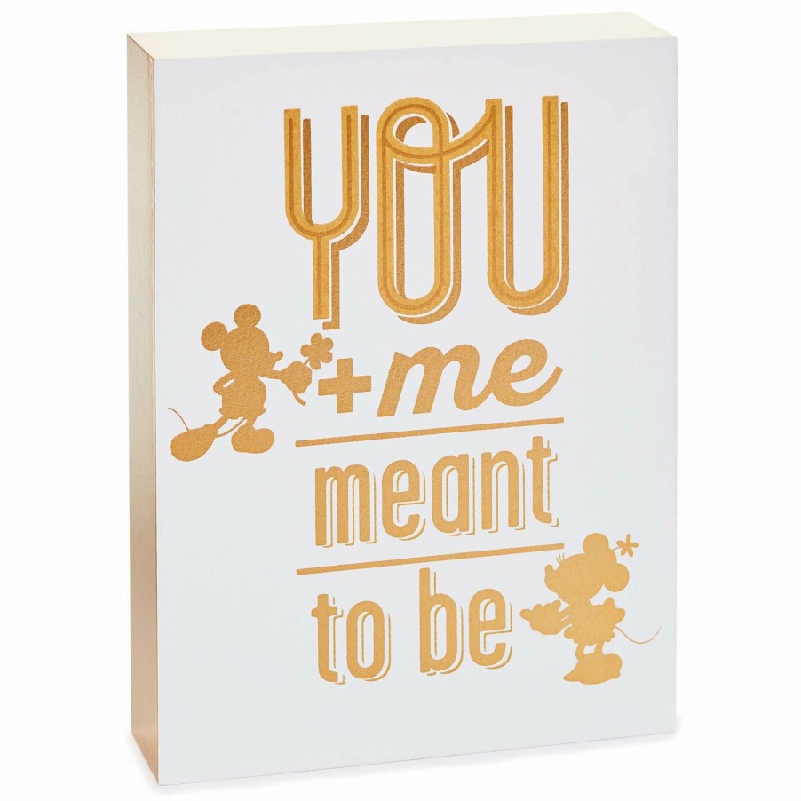 Collectibles Figurines * | Hallmark Disney Mickey And Minnie Meant To Be Quote Sign