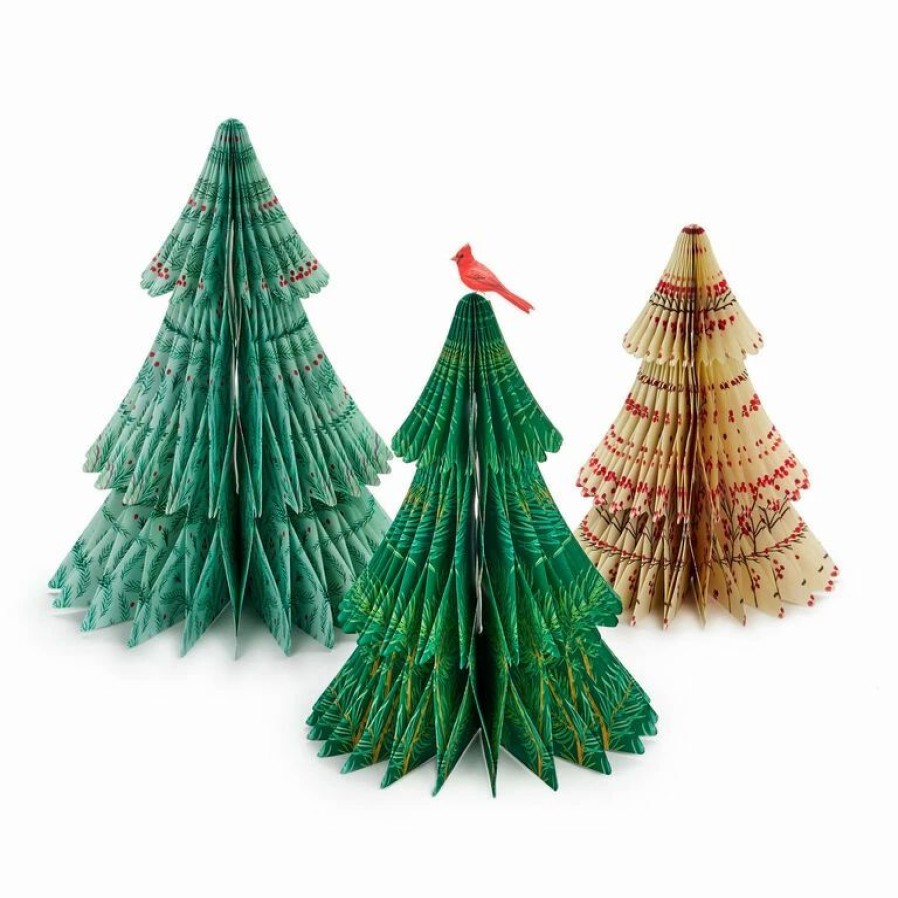 Seasonal Decor * | Hallmark Honeycomb Trees 3D Pop-Up Christmas Decorations, Set Of 3