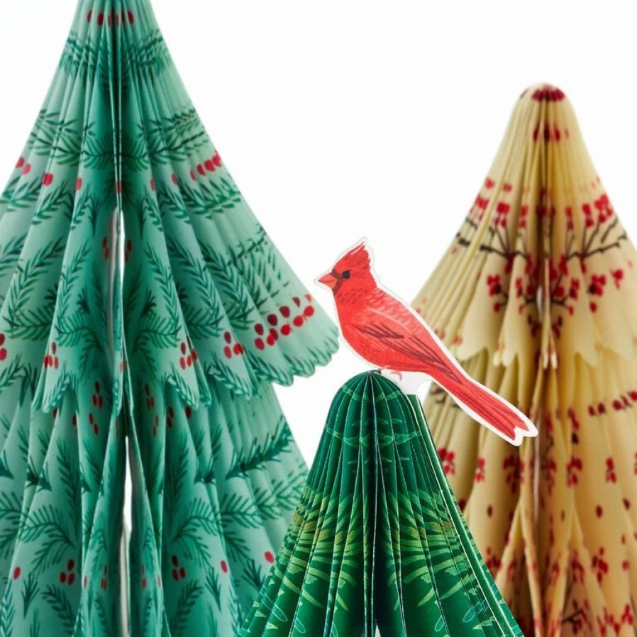 Seasonal Decor * | Hallmark Honeycomb Trees 3D Pop-Up Christmas Decorations, Set Of 3