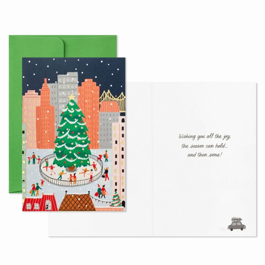 Cards & Boxed Christmas Cards * | Hallmark City Skating Scene Packaged Christmas Cards, Set Of 5