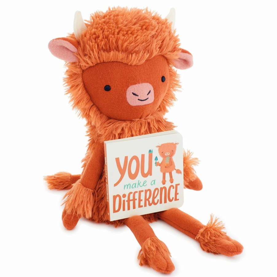 Stuffed Plush * | Hallmark Moptops Highland Cow Stuffed Animal With You Make A Difference Board Book