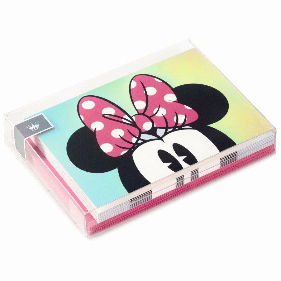 Cards & Boxed Christmas Cards * | Hallmark Disney Minnie Mouse Peeking Blank Note Cards, Pack Of 10