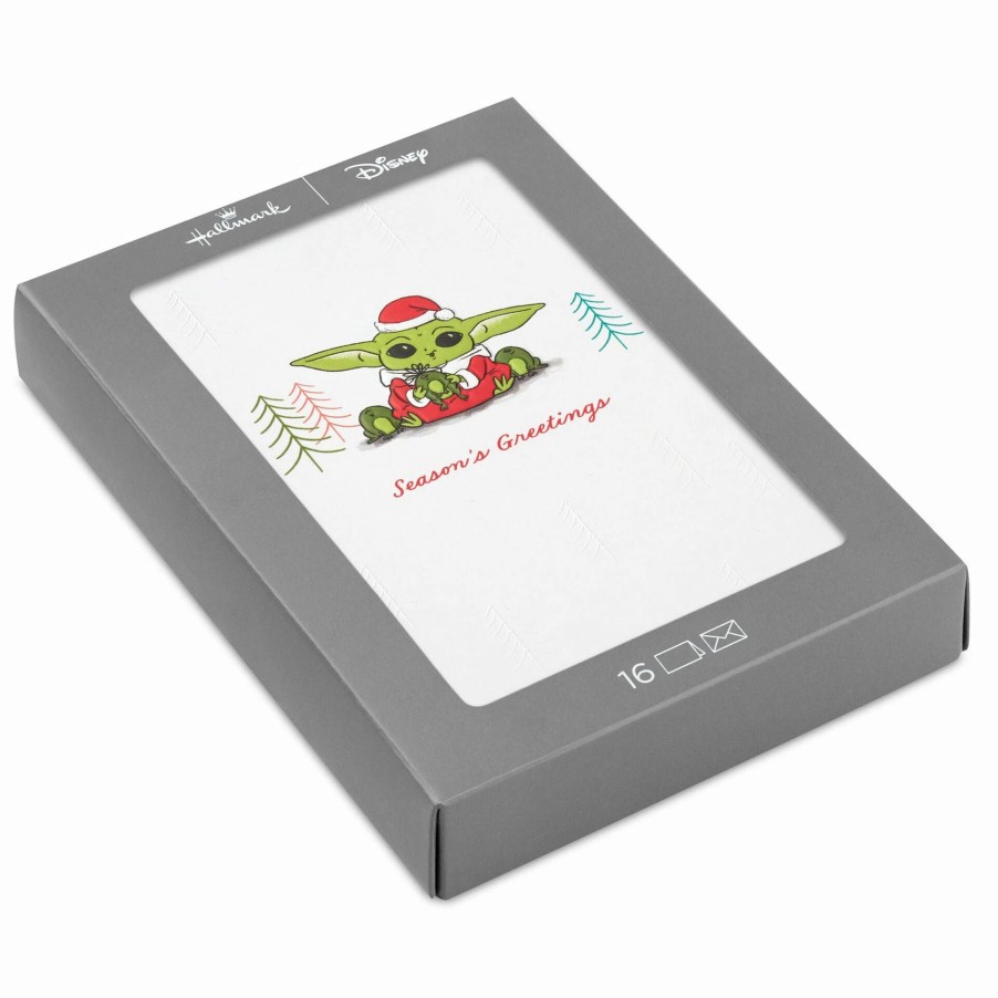 Cards & Boxed Christmas Cards * | Hallmark Star Wars: The Mandalorian Grogu Frogs Boxed Christmas Cards, Pack Of 16