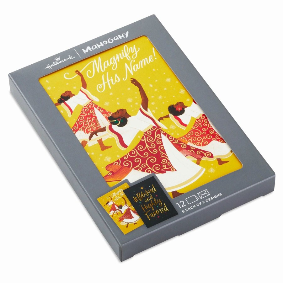 Cards & Boxed Christmas Cards * | Hallmark Dancing Ladies And Blessed Lettering Boxed Christmas Cards, Pack Of 12