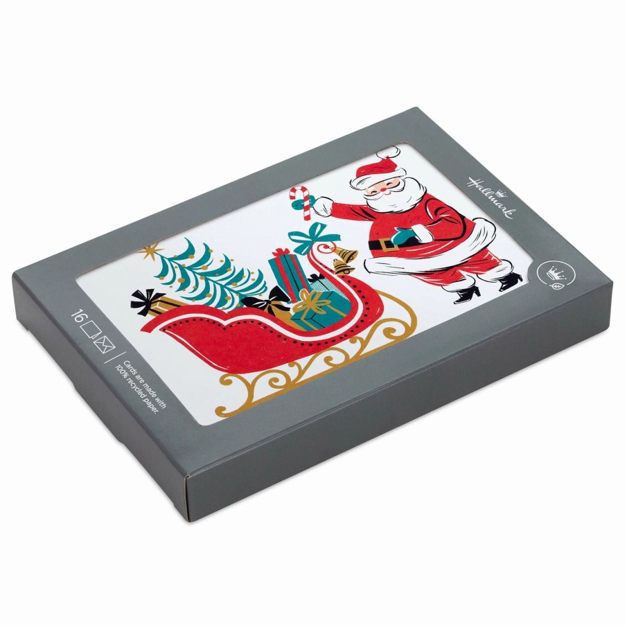 Cards & Boxed Christmas Cards * | Hallmark Vintage Santa And Sleigh Boxed Christmas Cards, Pack Of 16