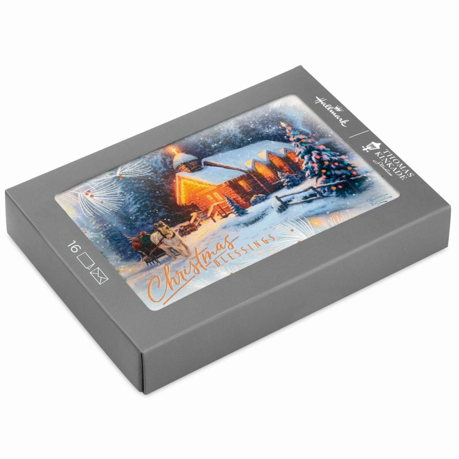 Cards & Boxed Christmas Cards * | Hallmark Thomas Kinkade Lighted Chapel Boxed Christmas Cards, Pack Of 16