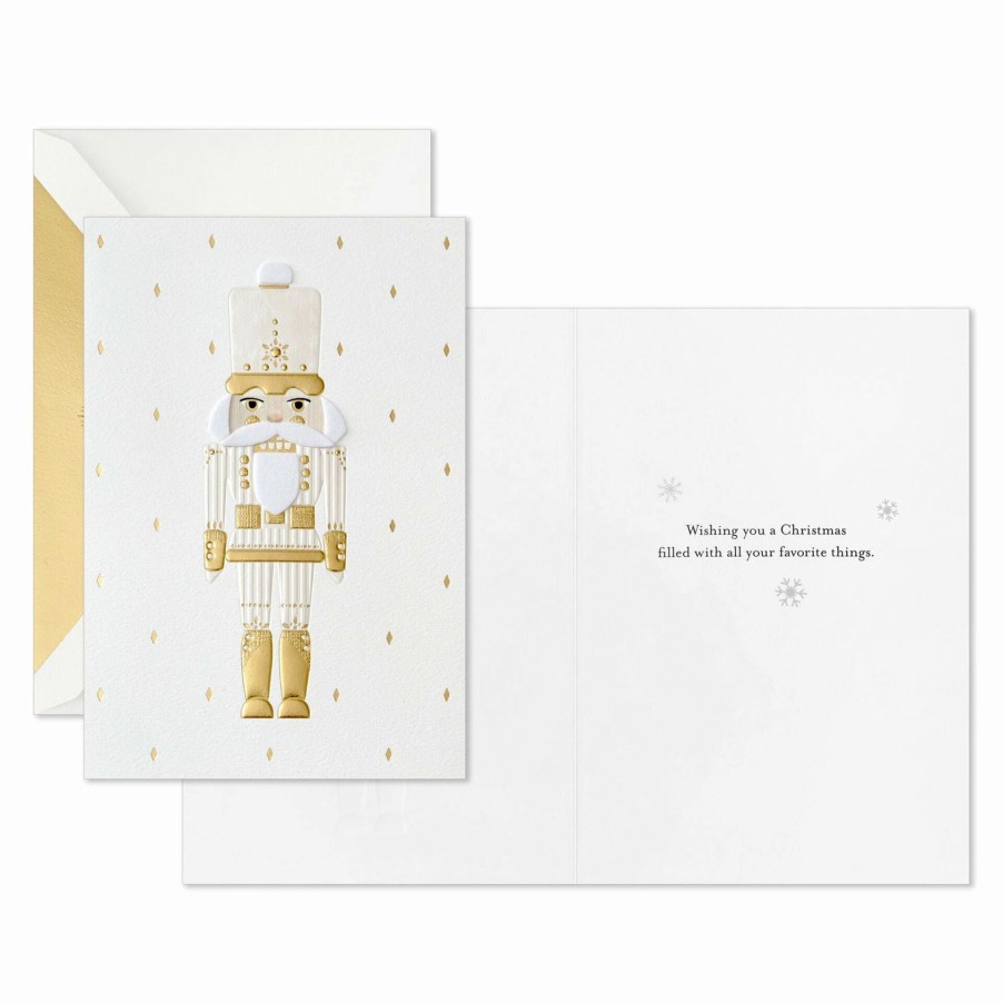 Cards & Boxed Christmas Cards * | Hallmark Ivory And Gold Nutcracker Boxed Christmas Cards, Pack Of 10