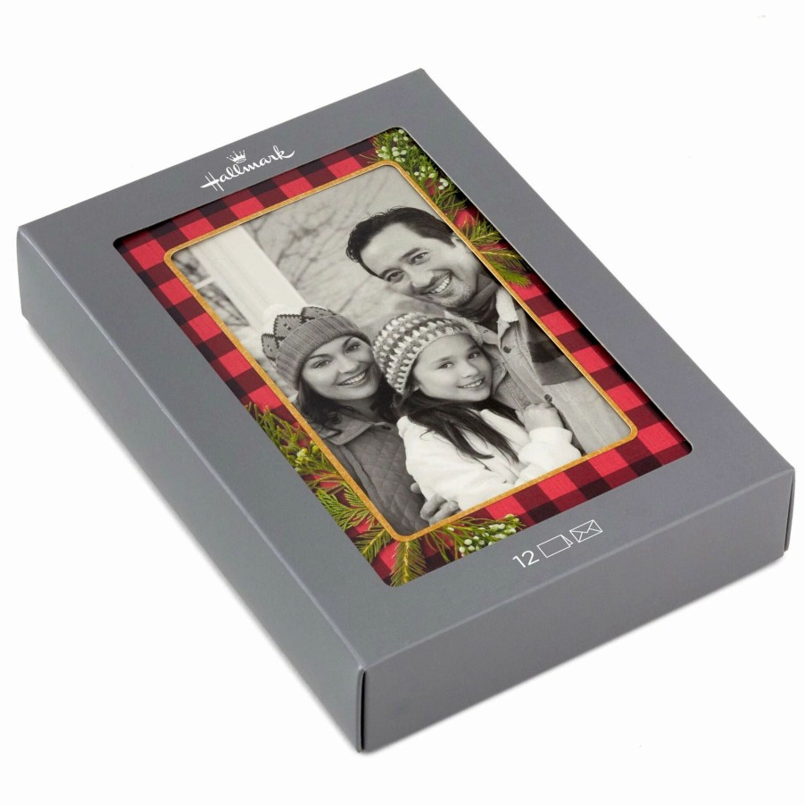 Cards & Boxed Christmas Cards * | Hallmark Buffalo Check Photo Holder Boxed Holiday Cards, Pack Of 12