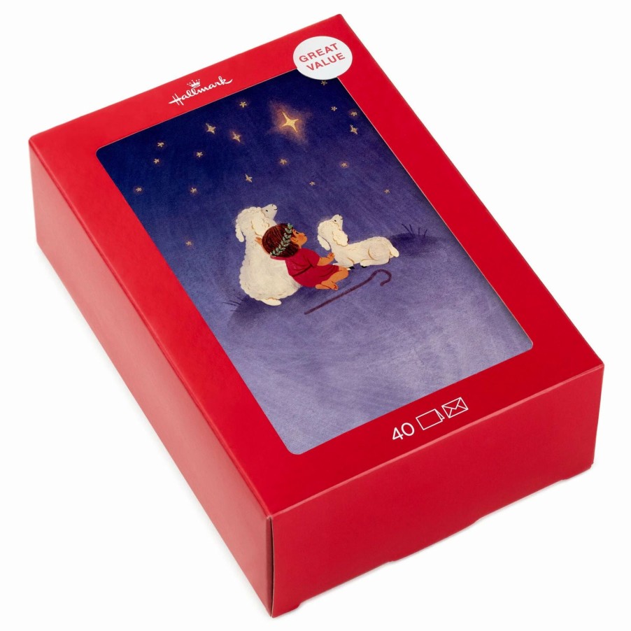 Cards & Boxed Christmas Cards * | Hallmark Shepherd And Lambs Boxed Christmas Cards, Pack Of 40