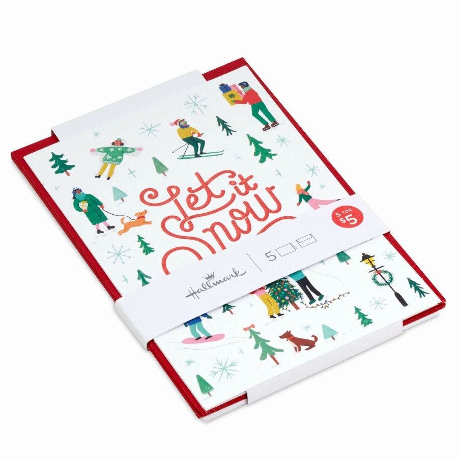 Cards & Boxed Christmas Cards * | Hallmark Let It Snow Packaged Christmas Cards, Set Of 5