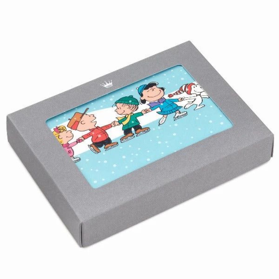 Cards & Boxed Christmas Cards * | Hallmark Peanuts Gang Ice-Skating Blank Christmas Note Cards, Pack Of 10