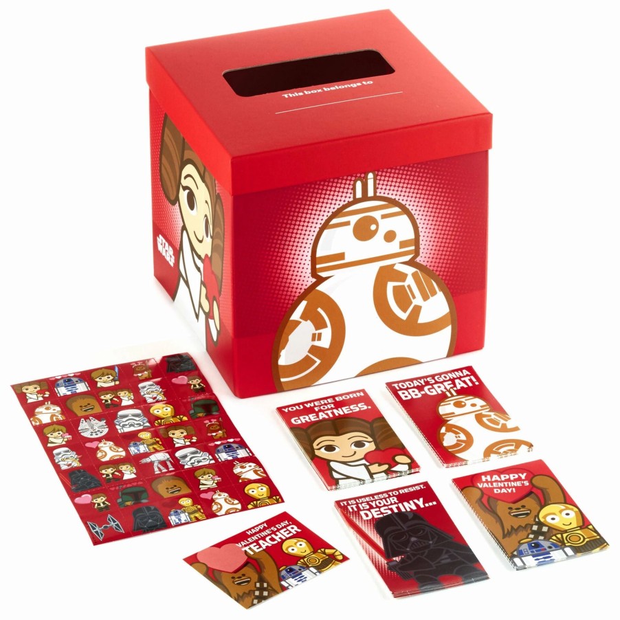 Cards & Boxed Christmas Cards * | Hallmark Star Wars Kids Classroom Valentines Set With Cards, Stickers And Mailbox