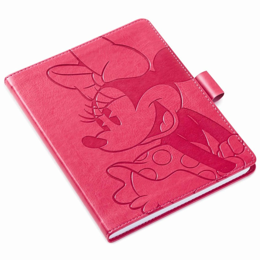 Cards & Boxed Christmas Cards * | Hallmark Disney Minnie Mouse Pink Faux Leather Notebook