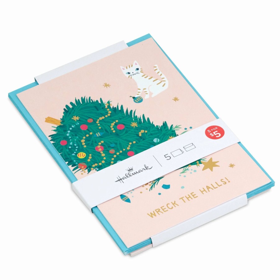 Cards & Boxed Christmas Cards * | Hallmark Wreck The Halls Packaged Christmas Cards, Set Of 5