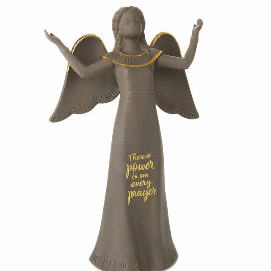 Collectibles Figurines * | Hallmark Mahogany Power In Prayer Black Angel Figurine, 8.5