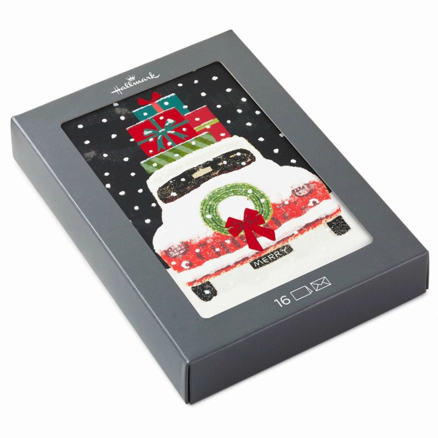 Cards & Boxed Christmas Cards * | Hallmark Antique Car Loaded With Gifts Boxed Christmas Cards, Pack Of 16