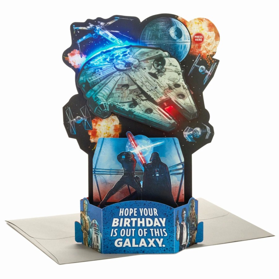 Cards & Boxed Christmas Cards * | Hallmark Star Wars Galaxy Musical 3D Pop-Up Birthday Card With Light