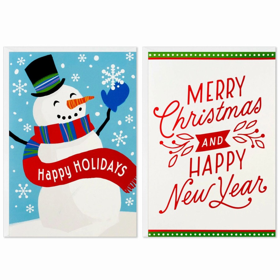 Cards & Boxed Christmas Cards * | Hallmark Happy Snowman And Red Lettering Boxed Christmas Cards, Pack Of 40