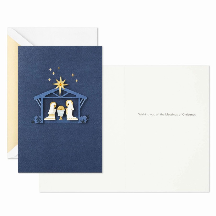 Cards & Boxed Christmas Cards * | Hallmark Nativity On Blue Boxed Christmas Cards, Pack Of 10