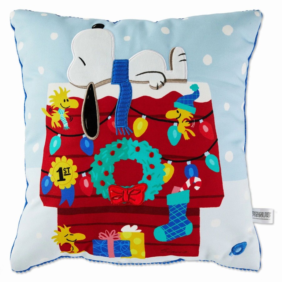 Collectibles Figurines * | Hallmark Peanuts Snoopy'S Doghouse Holiday Throw Pillow, 16 16