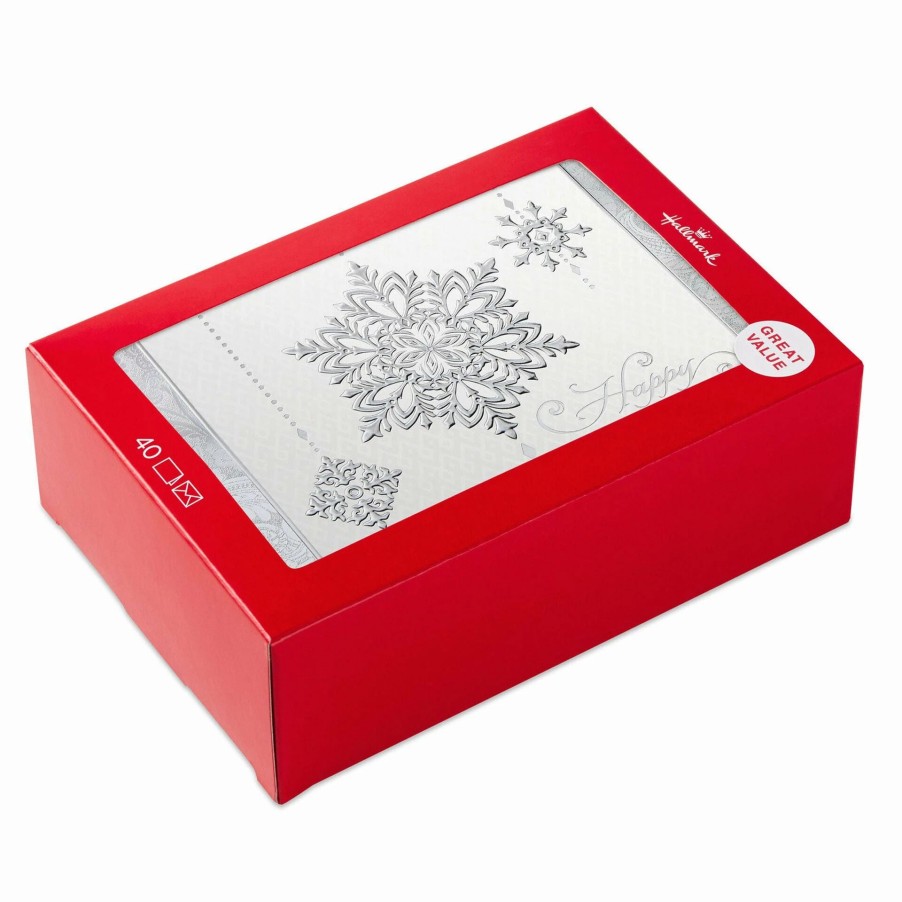 Cards & Boxed Christmas Cards * | Hallmark Silver Snowflakes Boxed Holiday Cards, Pack Of 40