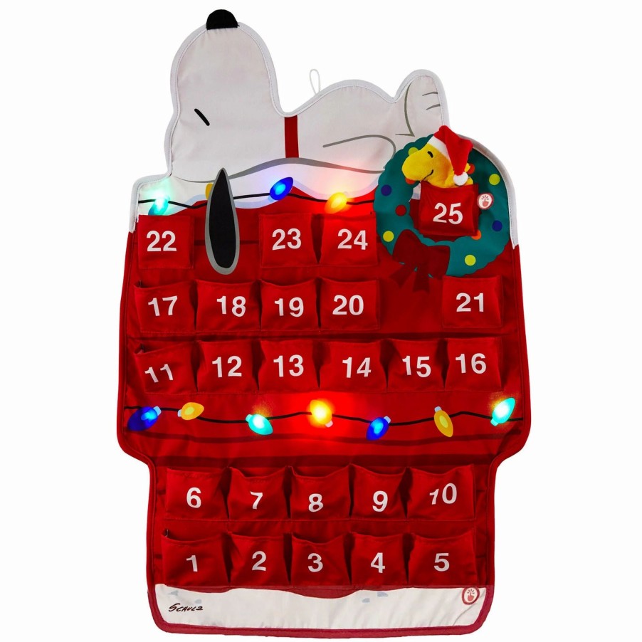 Collectibles Figurines * | Hallmark Peanuts Light-Up Snoopy Doghouse Musical Countdown To Christmas Calendar