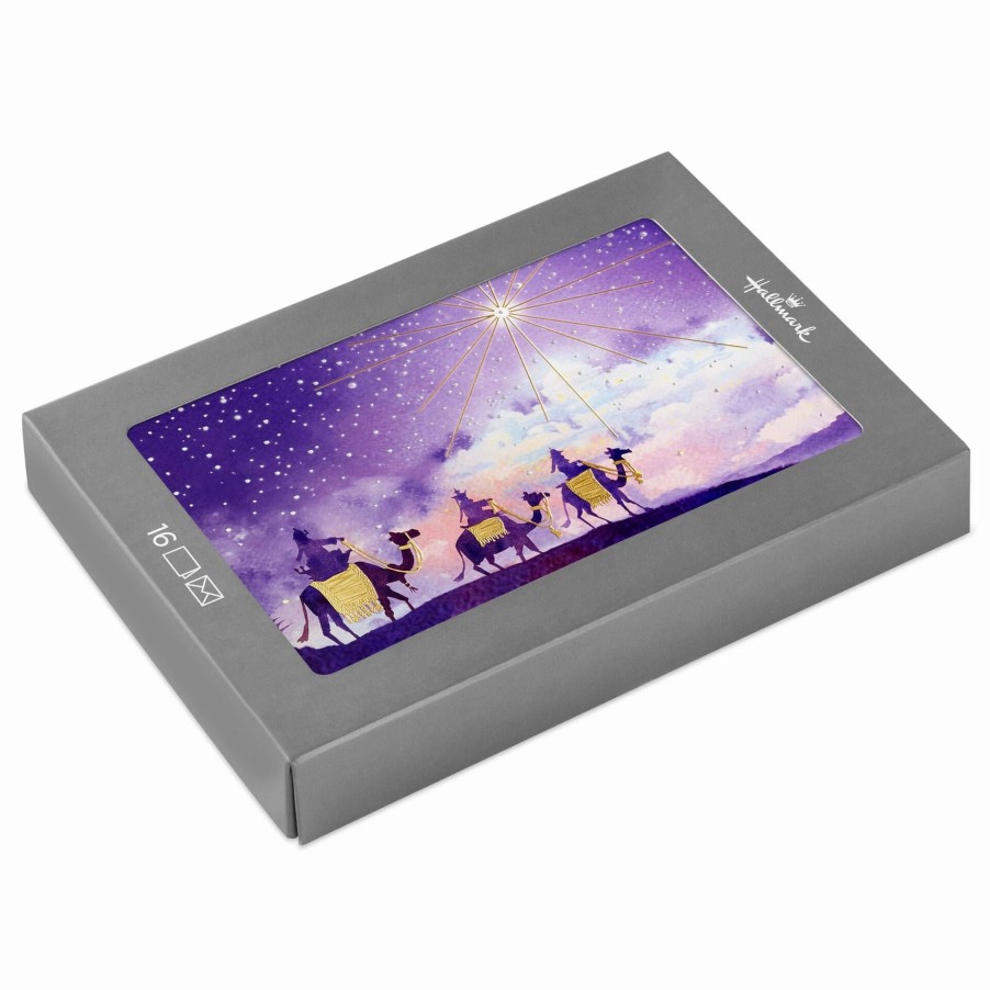 Cards & Boxed Christmas Cards * | Hallmark Wise Men Purple And Gold Boxed Christmas Cards, Pack Of 16