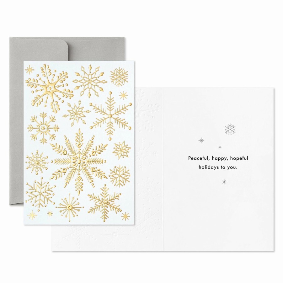 Cards & Boxed Christmas Cards * | Hallmark Gold Snowflakes Packaged Christmas Cards, Set Of 5