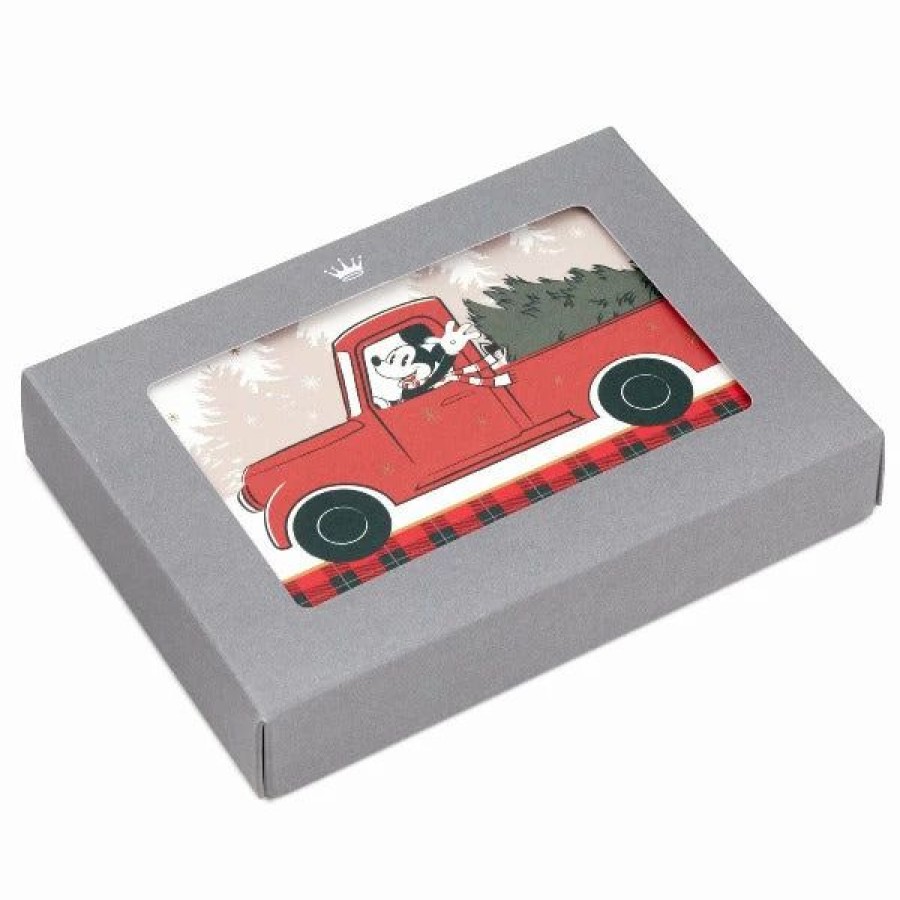 Cards & Boxed Christmas Cards * | Hallmark Disney Mickey Mouse In Old Red Truck Blank Christmas Note Cards, Pack Of 10