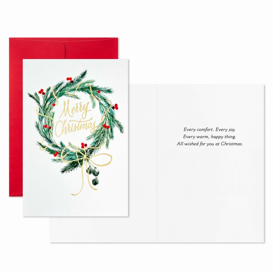 Cards & Boxed Christmas Cards * | Hallmark Pine And Berry Wreath Packaged Christmas Cards, Set Of 5