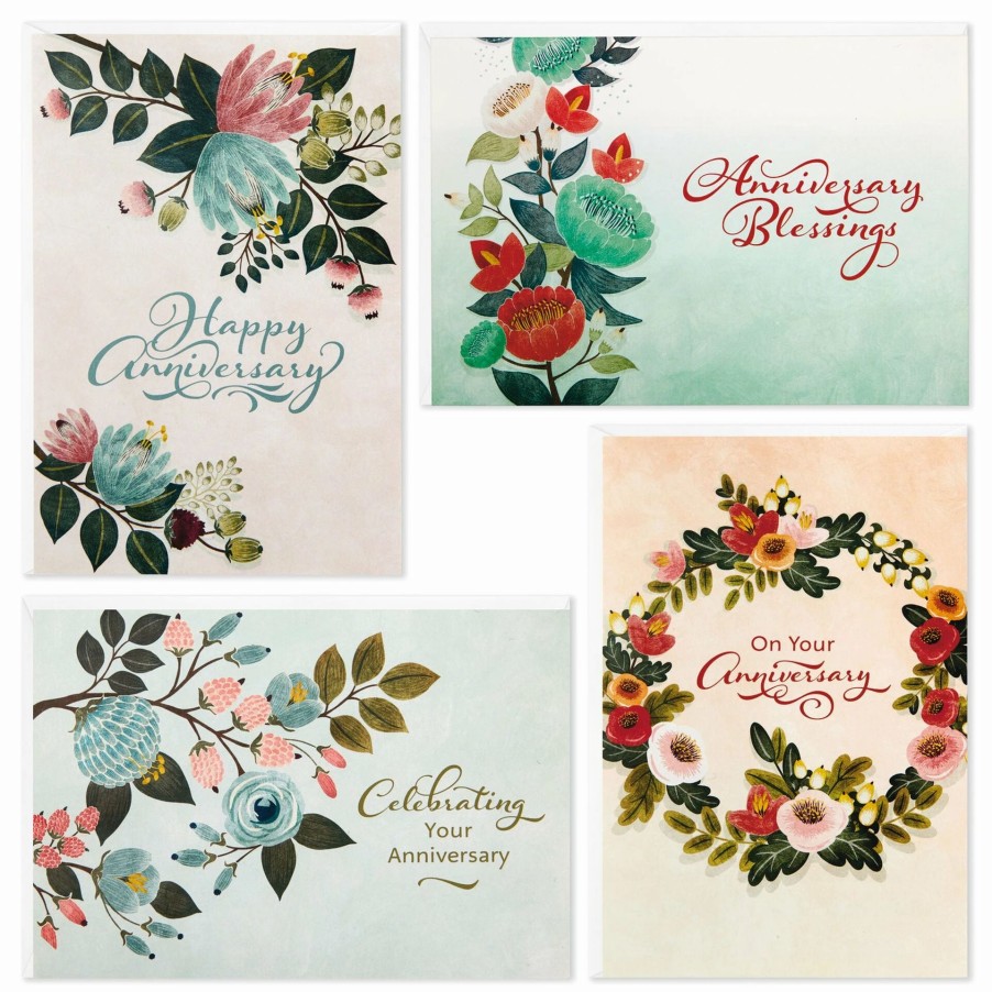 Cards & Boxed Christmas Cards * | Hallmark Dayspring Floral Assorted Religious Anniversary Cards, Box Of 12